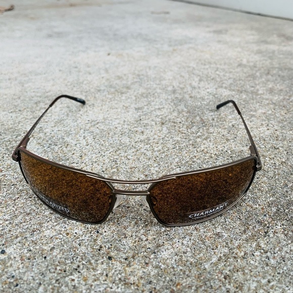 Charmant Polarized Brown Tinted Lenses Double Bridge Titanium Frame Sunglasses - Picture 8 of 15